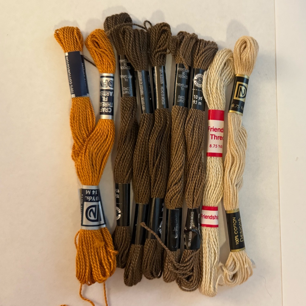 Embroidery Floss Friendship Yarn Craft Thread Set in Brown Tan Cream Shades
